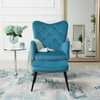 KRZESŁO FOTEL WELUROWY TAPICEROWANY Z PODNÓŻKIEM MARS TURKUSOWY NOGI CZARNE