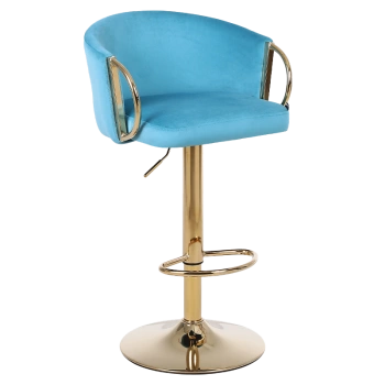 HOKER KRZESŁO BAROWE BIANCA TURKUSOWY PODSTAWA ZŁOTA