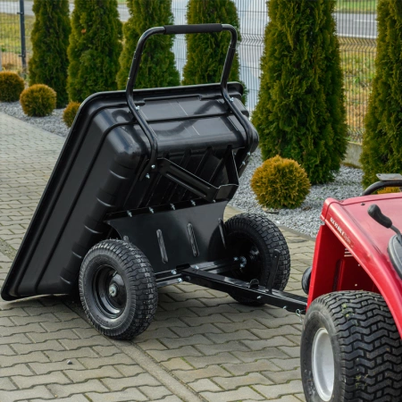 PRZYCZEPKA OGRODOWA DO KOSIARKI TRAKTORKA OGRODOWEGO BOGIE-TRAX CZARNA POLIMEROWA DO 400 KG