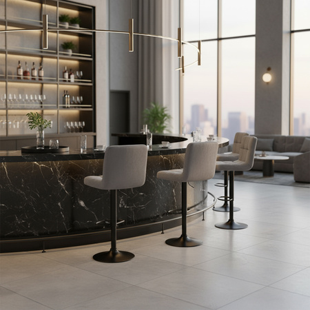 HOKER KRZESŁO BAROWE RAFA SZARY WELUR PODSTAWA CZARNA