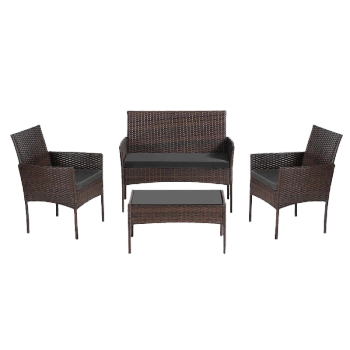 ZESTAW MEBLI OGRODOWYCH RATTANOWE LUIZA 4 OSOBOWE BRĄZOWY