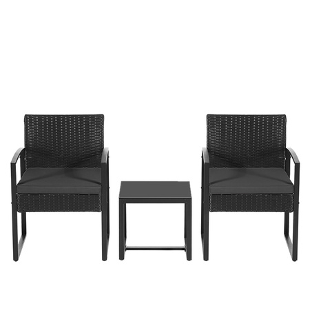 ZESTAW MEBLI OGRODOWYCH RATTANOWY COMO 2 OSOBOWY CZARNY