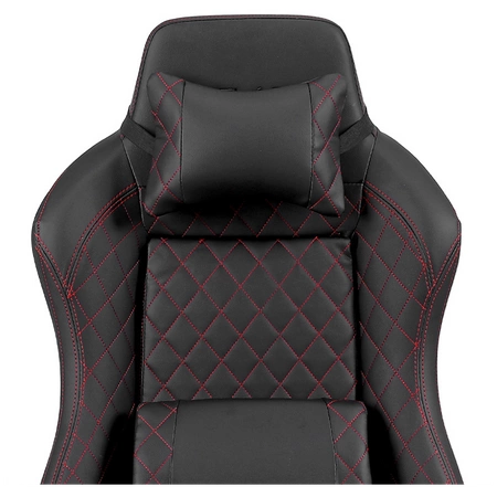 FOTEL GAMINGOWY BIUROWY OBROTOWY SONIC CZARNO/CZERWONY SKÓRA PU