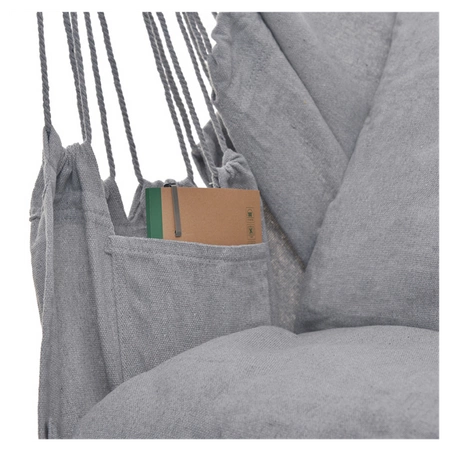 FOTEL OGRODOWY WISZĄCY KRZESŁO BRAZYLIJSKIE HAMAK HUŚTAWKA JULIA SZARY