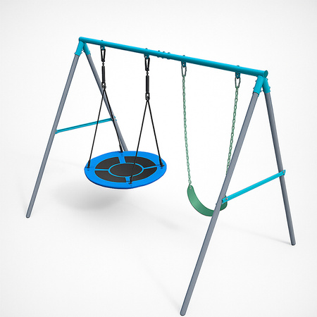 HUŚTAWKA OGRODOWA PODWÓJNA SIMBA BOCIANIE GNIAZDO ZE STELAŻEM DLA DZIECI