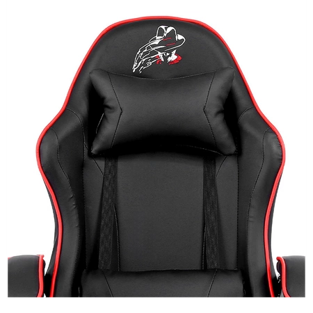 FOTEL GAMINGOWY BIUROWY OBROTOWY ZING-B CZARNY OBSZYCIE CZERWONE SKÓRA PU