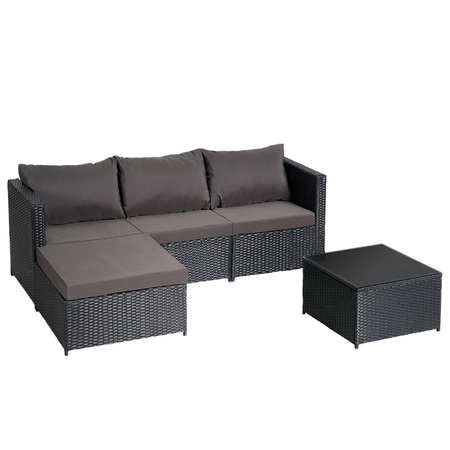 ZESTAW MEBLE OGRODOWE RATTANOWE VOLTA 4 OSOBOWE CZARNY