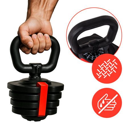 HANTLE REGULOWANE KETTLEBELL ZESTAW AUTOMATYCZNA REGULACJA 3W1 19 KG RP15