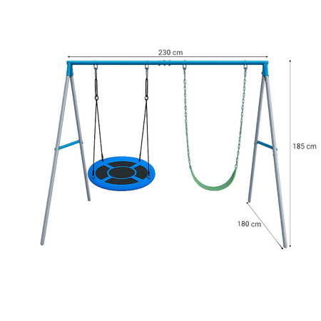 HUŚTAWKA OGRODOWA PODWÓJNA SIMBA BOCIANIE GNIAZDO ZE STELAŻEM DLA DZIECI