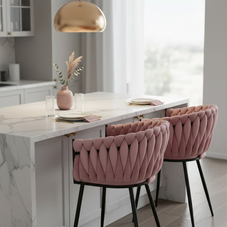 FOTEL KRZESŁO WELUROWY TAPICEROWANY RISO BRUDNY RÓŻ NOGI CZARNE