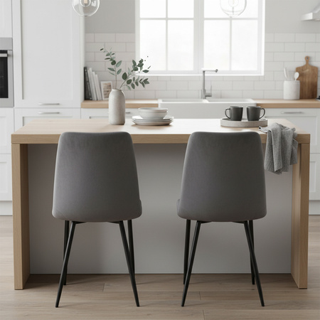 KRZESŁO FOTEL WELUROWY TAPICEROWANY TESA CIEMNOSZARY NOGI CZARNE