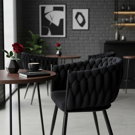 KRZESŁO FOTEL WELUROWY TAPICEROWANY RISO CZARNY NOGI CZARNE