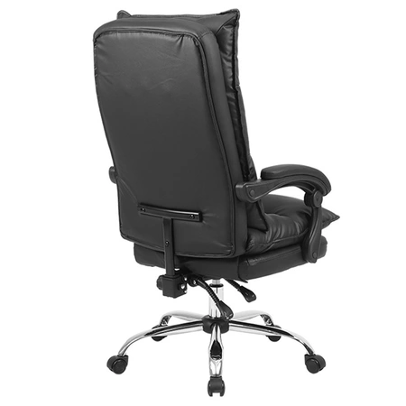 FOTEL BIUROWY OBROTOWY ZENIT CZARNA SKÓRA PU PODSTAWA CHROM