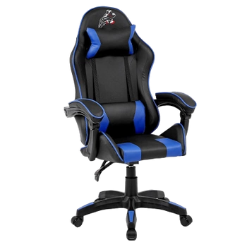 FOTEL GAMINGOWY BIUROWY OBROTOWY ZING-B CZARNO/NIEBIESKI SKÓRA PU