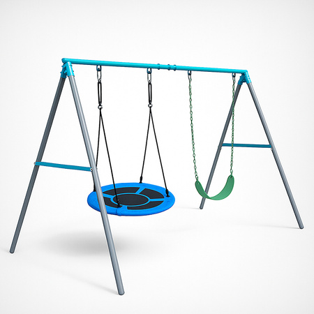 HUŚTAWKA OGRODOWA PODWÓJNA SIMBA BOCIANIE GNIAZDO ZE STELAŻEM DLA DZIECI