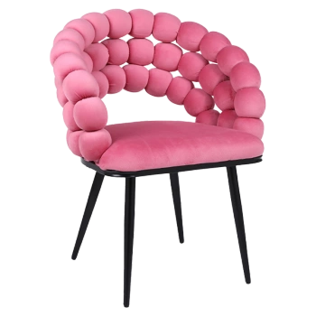 FOTEL KRZESŁO BUBBLE WELUROWE TAPICEROWANE ATRIA BRUDNY RÓŻ NOGI CZARNE