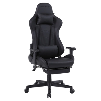 FOTEL GAMINGOWY BIUROWY OBROTOWY RIVAL CZARNY SKÓRA PU