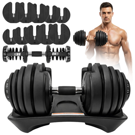 HANTEL REGULOWANY Z PODSTAWKĄ CIĘŻAR HANTLE REGULOWANE STOJAK 24 KG RP25-24