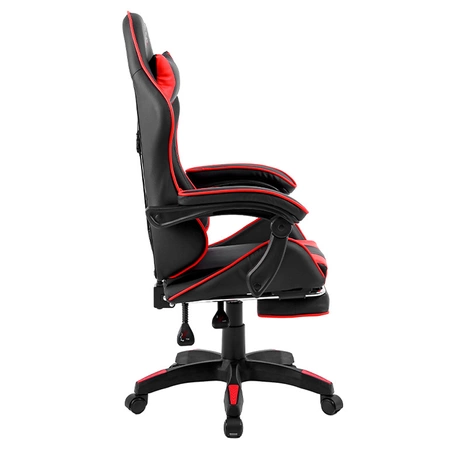 FOTEL GAMINGOWY BIUROWY OBROTOWY ZING-A CZARNO/CZERWONY SKÓRA PU