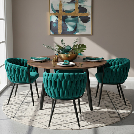 FOTEL KRZESŁO WELUROWE TAPICEROWANE RISO BUTELKOWA ZIELEŃ NOGI CZARNE