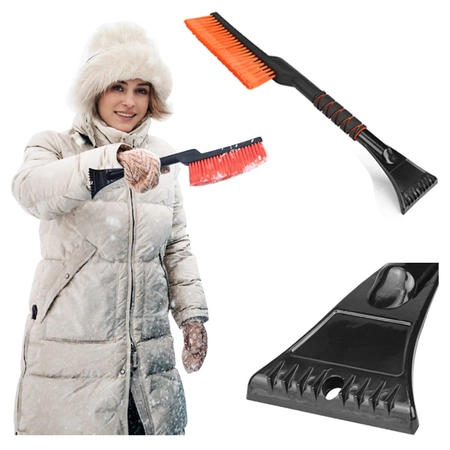 SZCZOTKA SKROBACZKA DO SAMOCHODU 2W1 DRAX CZARNO/POMARAŃCZOWA 56 CM