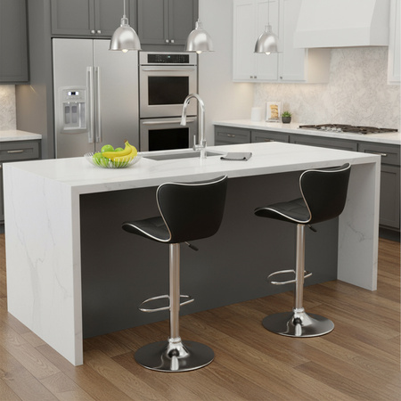 HOKER KRZESŁO BAROWE LUNA CZARNA SKÓRA PU PODSTAWA CHROM LUNA-BL-CH