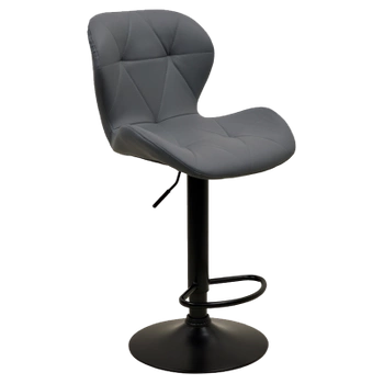 HOKER KRZESŁO BAROWE MIA SZARY SKÓRA PU PODSTAWA CZARNA