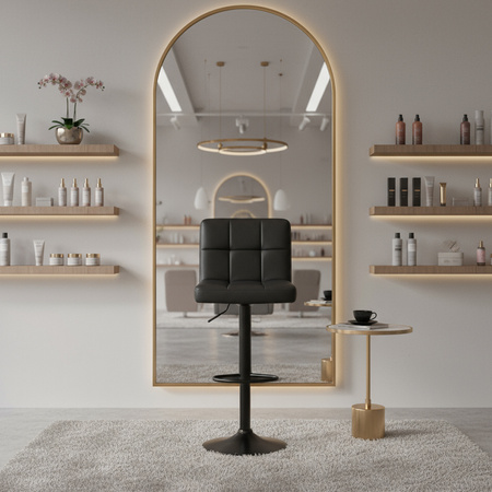 HOKER KRZESŁO BAROWE RAFA CZARNA SKÓRA PU PODSTAWA CZARNA