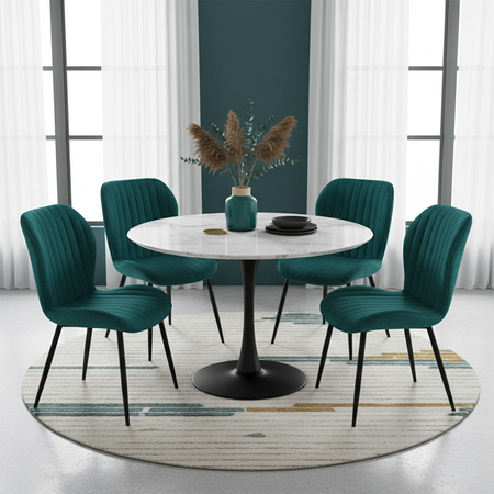 KRZESŁO FOTEL WELUROWY TAPICEROWANY TORA BUTELKOWA ZIELEŃ NOGI CZARNE