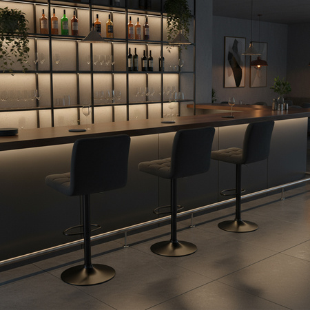 HOKER KRZESŁO BAROWE RAFA CZARNY WELUR PODSTAWA CZARNA