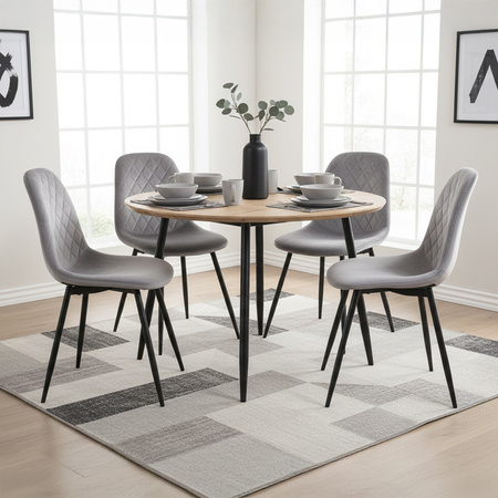 FOTEL KRZESŁO WELUROWE TAPICEROWANE CAMA SZARE NOGI CZARNE