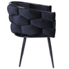 FOTEL KRZESŁO PLECIONE WELUROWE TAPICEROWANE GLAMOUR BORNEO CZARNY NOGI CZARNE