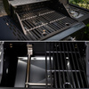GRILL OGRODOWY GAZOWY Z POKRYWĄ I PÓŁKAMI ZEUS-A CZARNY RUSZT ŻELIWNY 8,5 KW + POKROWIEC