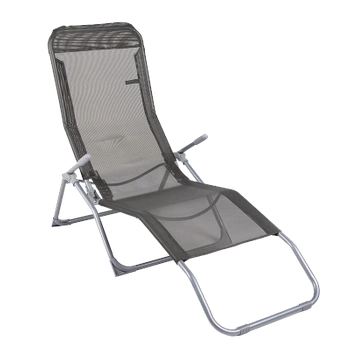 LEŻAK FOTEL OGRODOWY PLAŻOWY TURYSTYCZNY PATIO SZARY ROZKŁADANY