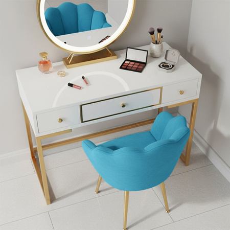 FOTEL KRZESŁO WELUROWE TAPICEROWANE TINA TURKUSOWY NOGI ZŁOTE