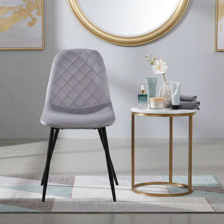 FOTEL KRZESŁO WELUROWE TAPICEROWANE CAMA SZARE NOGI CZARNE