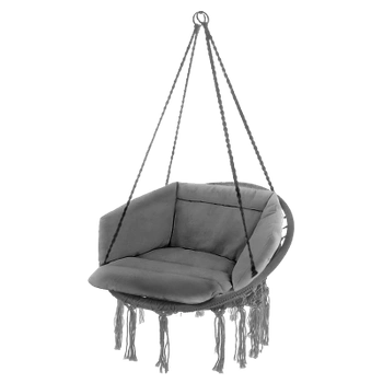 FOTEL OGRODOWY WISZĄCY BOCIANIE GNIAZDO HUŚTAWKA Z PODUSZKĄ LEA SZARY
