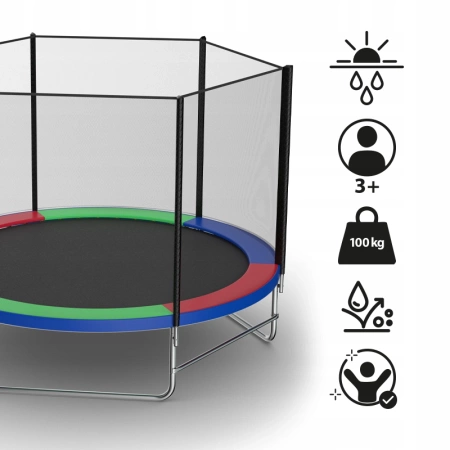 TRAMPOLINA OGRODOWA DLA DZIECI ZUMA 8FT WIELOKOLOROWA 244 CM