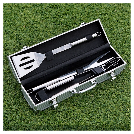 ZESTAW AKCESORIÓW DO GRILA BBQ-A1 ZE STALI NIERDZEWNEJ 3w1 + WALIZKA