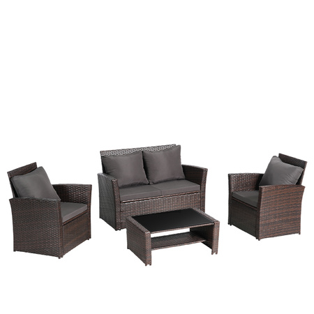 ZESTAW MEBLI OGRODOWYCH RATTANOWE LAGOS 4 OSOBOWE BRĄZOWY