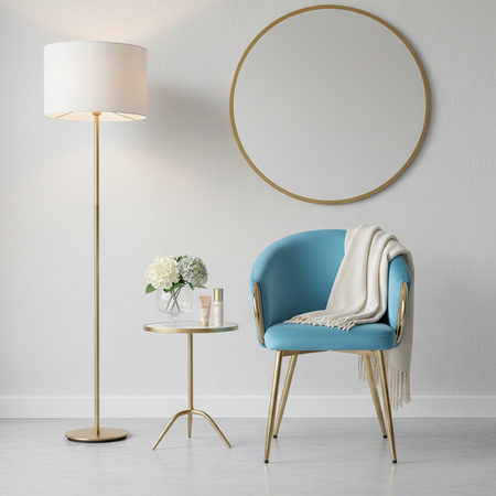 FOTEL KRZESŁO WELUROWE TAPICEROWANY METIS TURKUSOWY NOGI ZŁOTE