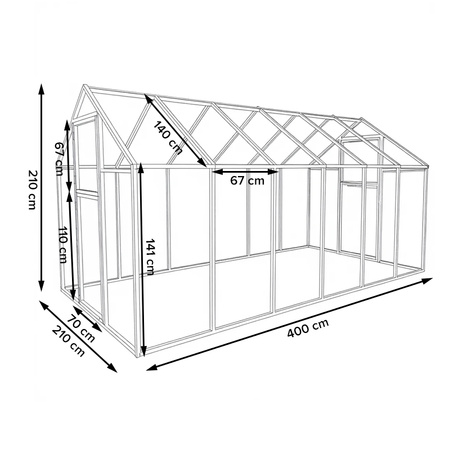 SZKLARNIA OGRODOWA Z POLIWĘGLANU TUNEL FLOWERS OCYNK 4 MM 210x400 CM 8,4m2