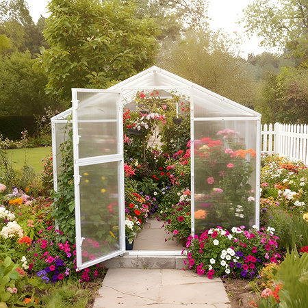 SZKLARNIA OGRODOWA Z POLIWĘGLANU TUNEL FLOWERS OCYNK 4 MM 210x400 CM 8,4m2