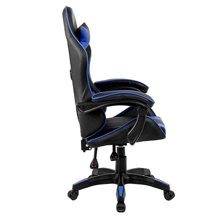 FOTEL GAMINGOWY BIUROWY OBROTOWY ZING-B CZARNO/NIEBIESKI SKÓRA PU