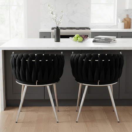 KRZESŁO FOTEL WELUROWY TAPICEROWANY RISO CZARNY NOGI CHROM