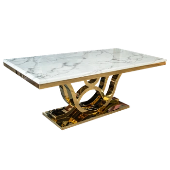 STÓŁ OPAL DO JADALNI BLAT MARMUR NOGI ZŁOTE GLAMOUR