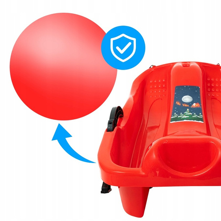 SANKI DZIECIĘCE Z HAMULCEM ŚLIZG PLASTIKOWY SKIPPER CZERWONE