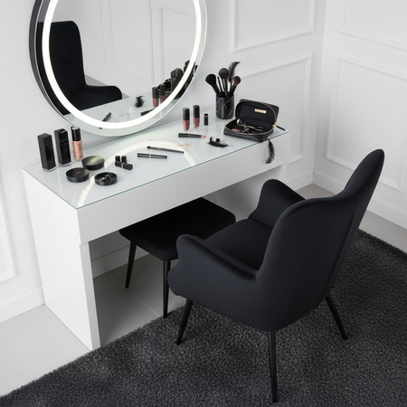 KRZESŁO FOTEL WELUROWY TAPICEROWANY Z PODNÓŻKIEM MARS CZARNY NOGI CZARNE