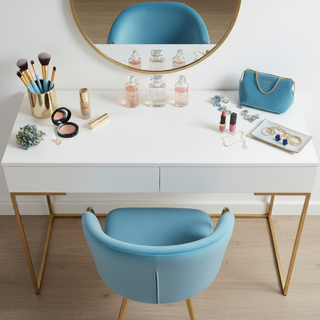 FOTEL KRZESŁO WELUROWE TAPICEROWANY METIS TURKUSOWY NOGI ZŁOTE