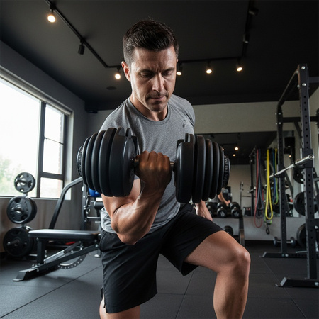 HANTEL REGULOWANY Z PODSTAWKĄ CIĘŻAR HANTLE REGULOWANE STOJAK 24 KG RP25-24